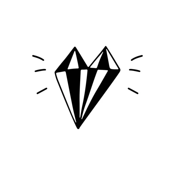 Coeur Cristal Diamant Brillant Pierre Précieuse Isolée Sur Fond Blanc — Image vectorielle
