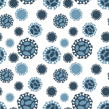 Beyaz arka planda izole edilmiş kusursuz desenli düz vektör illüstrasyon koronavirüsü. 2019-Ncov küresel salgını. Koronavirüs karantina, duvar kağıdı, ambalaj, tekstil, fon kavramı