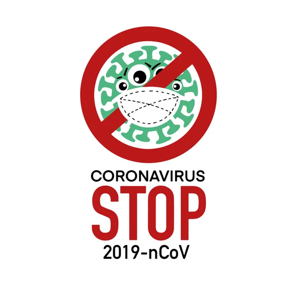 Ilustração Vetorial Plana Coronavirus Parar 2019 Ncov Texto Isolado Vermelho —  Vetores de Stock