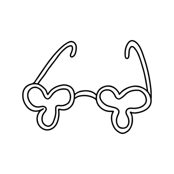 Handritade Glasögon Klöver Doodle Tecken Symbol Vektor Illustration Kontur Ikon — Stock vektor