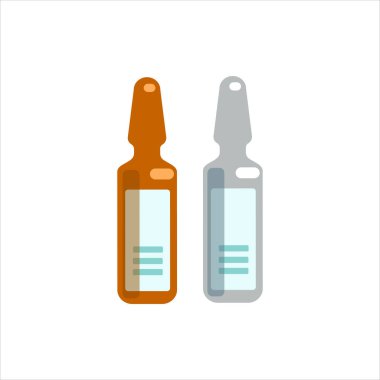 Beyaz zemin üzerinde izole edilmiş tıbbi ampuller ikon vektör düz illüstrasyon seti. Tıbbi ekipman. Tıbbi uygulamalar ve web siteleri için tasarım, afiş, kart, kalıp, logo