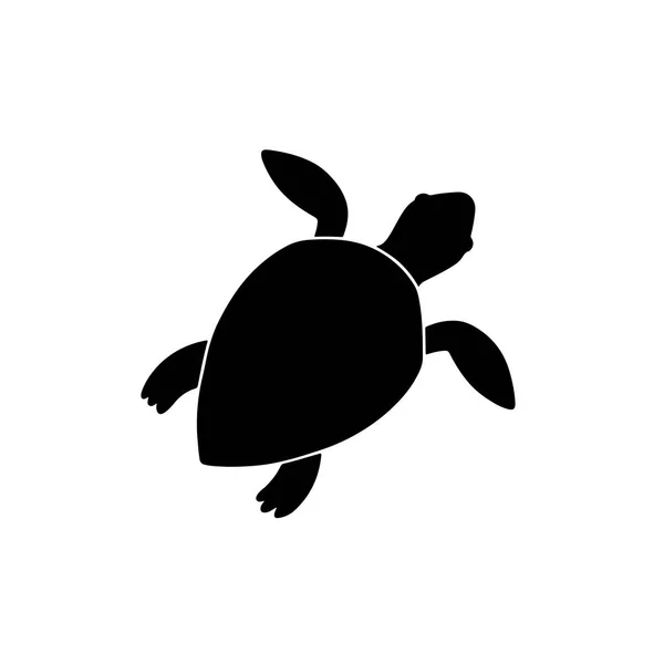 Dodle Vettoriale Illustrazione Grafica Mare Nero Silhouette Tartaruga Isolato Sfondo — Vettoriale Stock
