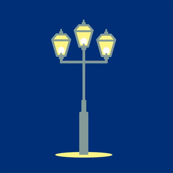 Vektorové Ploché Ilustrace Pouličních Světel Parku Izolovaných Modrém Pozadí Rozsvícení — Stockový vektor