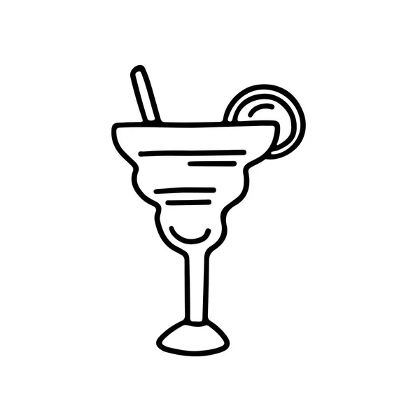 Handgezeichnete Cocktail Vector Doodle Skizze Illustration Isoliert Auf Weißem Hintergrund — Stockvektor