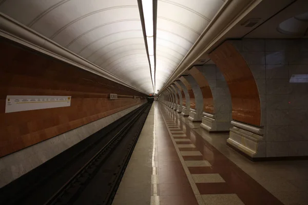 Moscú Metropolitano Kalininsko Solncnevskaya Línea Park Pobedy Estación Inaugurado 2003 — Foto de Stock