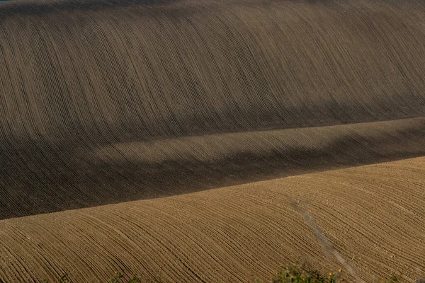 Bellissimo Paesaggio Aspro Campi Arati Della Moravia Nella Stagione Autunnale — Foto Stock