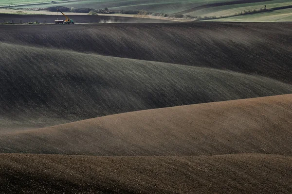 Hermoso Paisaje Áspero Arados Campos Moravia Temporada Otoño —  Fotos de Stock