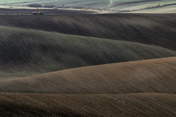 Prachtig Ruig Landschap Van Geploegde Moravische Velden Het Najaar — Stockfoto