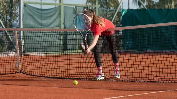 Tennisskola utomhus — Stockfoto