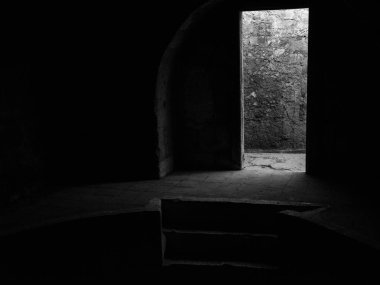 Hacienda Santa Maria Regla antik Meksika 'nın içinde tek renkli çekim