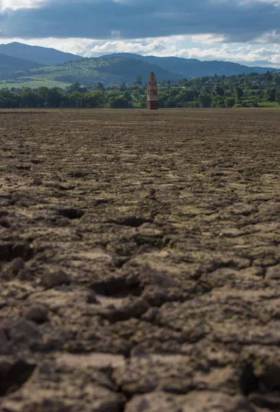 Dried Ground Surrounding Taxhimay Dam Villa Del Carbon Mexico — Stock Photo, Image