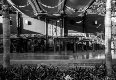 Beautiful open air garden terrace in Mexican town, Todos Santos