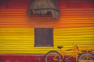 Holbox, Quintana Roo, Mexico / - Jun 2017  Close up of a Mexican Holbox Island house facade