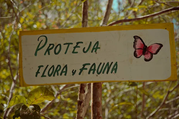Kaan Luum Lagoon, Tulum, Riviera Maya / Mexico - Apr 2017 New sign to improve Place safety and protect animals, illustrative