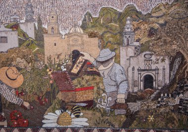 Tepoztlan, Morelos / Mexico - Mayıs 2018 Meksika yakınlarındaki Tepozteco tapınağı kalıntıları ve hazırlanmış egzotik dondurma tatları ile ünlü popüler turizm merkezi