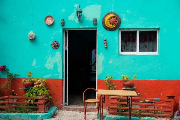 Mexikói Színes Ház Homlokzat Isla Mujeres — Stock Fotó