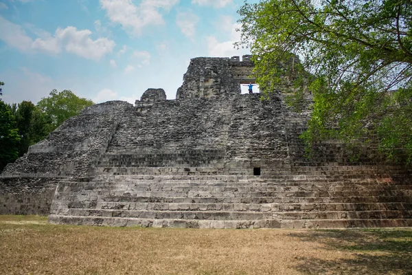 Estrutura Pirâmide Maya Ruínas Becan México — Fotografia de Stock