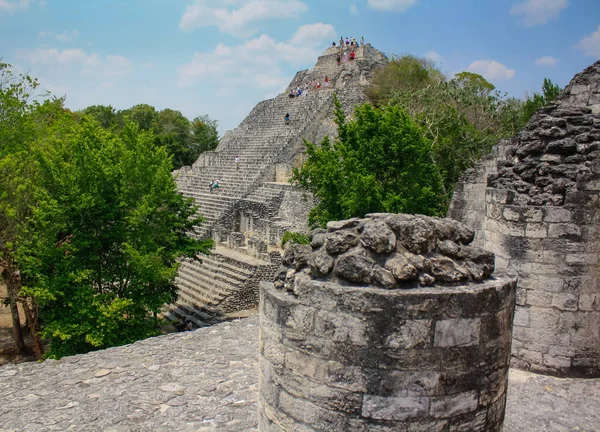 Struktura Maya Pyramida Becan Zříceniny Mexiku — Stock fotografie