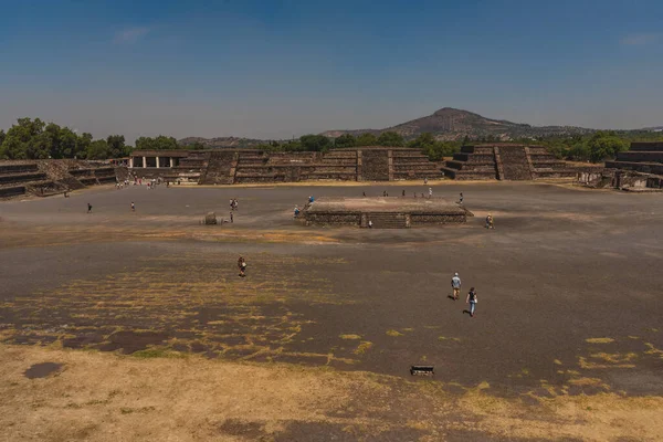 Teotihuacan Αρχαιολογικός Μεξικάνικος Χώρος Ευρεία Άποψη Γωνία — Φωτογραφία Αρχείου