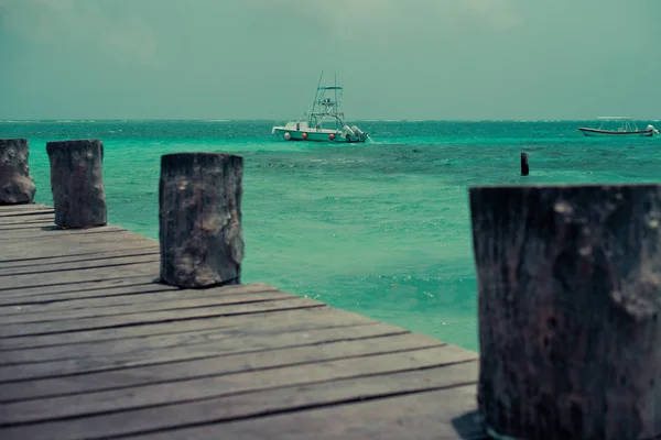 Puerto Morelos Riviera Maya Meksika Orijinal Kıyı Balıkçı Köyü Şimdi — Stok fotoğraf