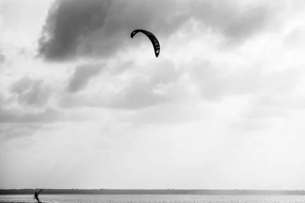 Silhouet Kitesurf Concept Isla Blanca Mexico — Stockfoto