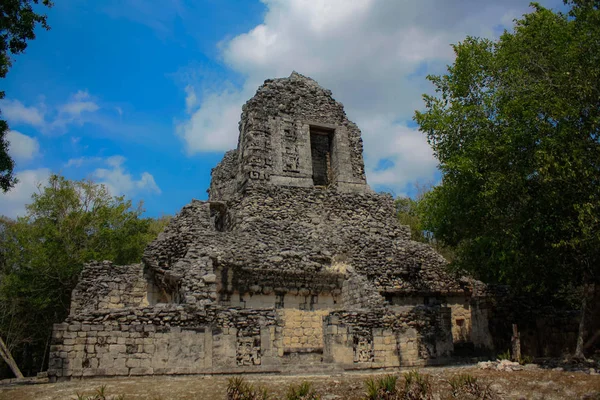 Rio Bec Maya Harabelerinin Mimari Tarzı Chicanna Arkeolojik Alanı Campeche — Stok fotoğraf