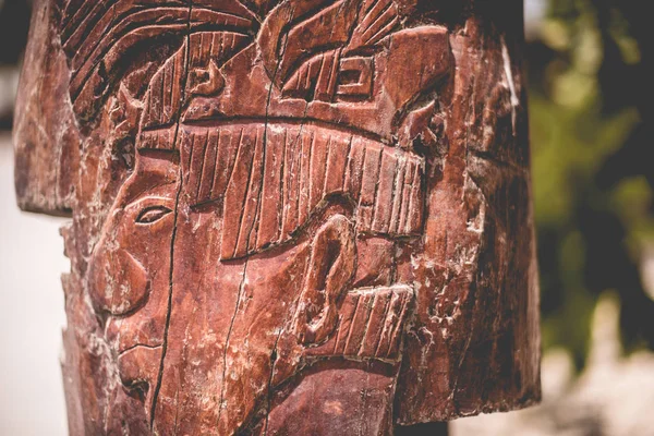 Mexicaans Houten Handwerk Close Maya Cultuur — Stockfoto