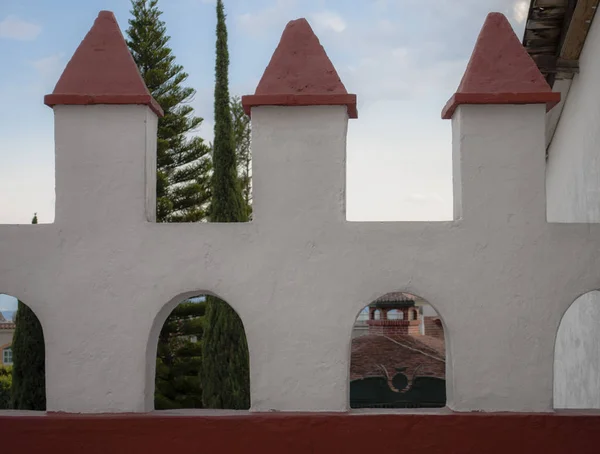 Detalle Iglesia Asuncion Mara Construida Siglo Xvi Ciudad Mexicana Ixtapan — Foto de Stock