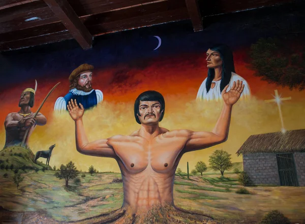 关于征服的重要艺术壁画 San Juan Los Lagos 墨西哥小镇 — 图库照片
