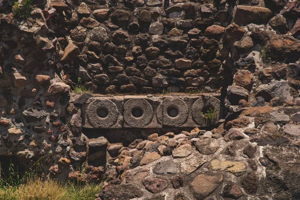 Nahaufnahme Eines Details Der Mexikanischen Sonnenpyramide Teotihuacan — Stockfoto