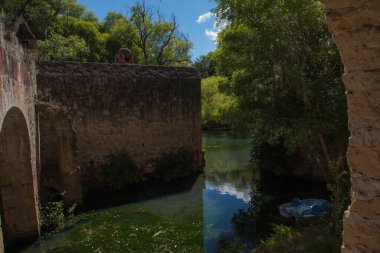 Hidalgo, Meksika 'daki Eski Çiftliğin Güzel Manzarası (Eski Çiftlik Sahibi San Miguel Regla). 