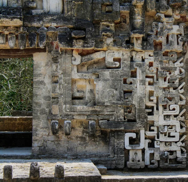 Close Underworld Portal Ruins Ancient Mayan City Chicanna Mexico Archaeological — Stock Photo, Image