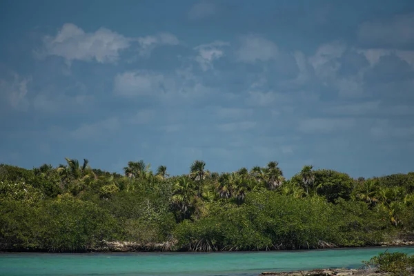 Schöne Aussicht Auf Das Klare Wasser Der Türkisblauen Karibischen Lagune — Stockfoto
