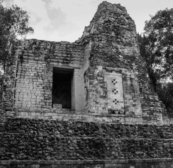 チカンナ カンペチェ カラクムル ユカタン半島 メキシコリオ マヤ建築様式 素晴らしい考古学的マヤ遺跡 チカンナは 蛇の口の家 を意味します — ストック写真