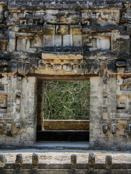 Front Entrance House Mouth Snake Archaeological Place Chicanna Mayan Underworld — Stock Photo, Image