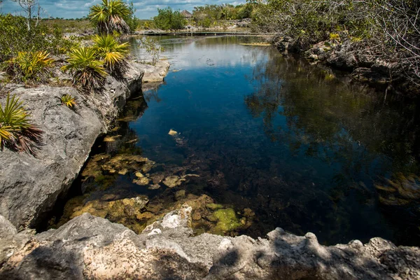 Bela Vista Águas Claras Azul Turquesa Lagoa Caribenha Yal Localizada — Fotografia de Stock