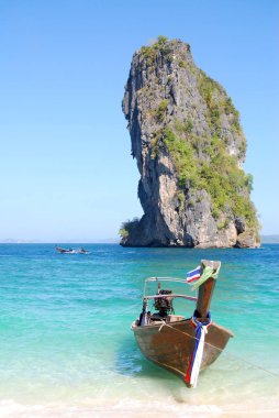 Tekneler, deniz Andaman, arka plan, Poda Adası, Krabi, Tayland Thailand gökyüzü