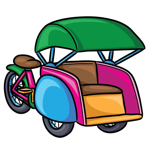 Pedicab aranyos rajzfilm — Stock Vector