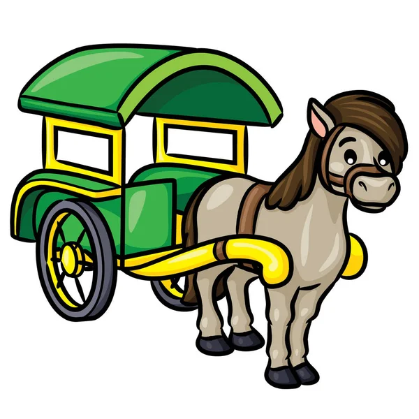 Kůň kočár kreslený — Stockový vektor