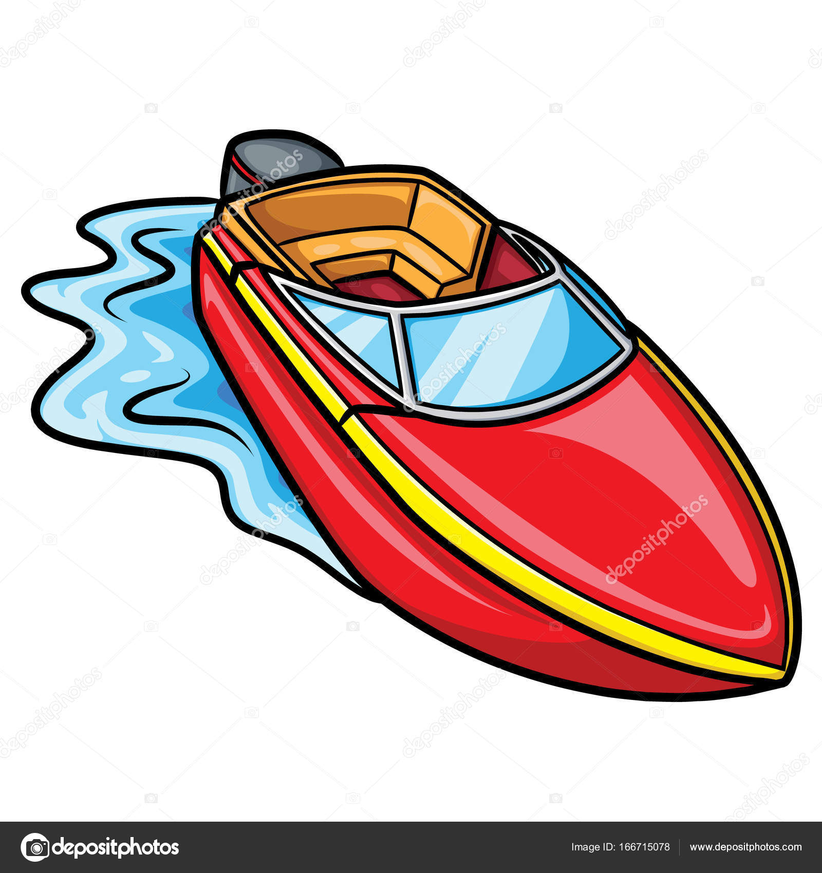 Cartoon motor boat | Motorboat Cute Cartoon — Stock Vector