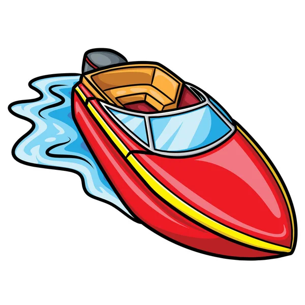 Motorbåt söta tecknade — Stock vektor