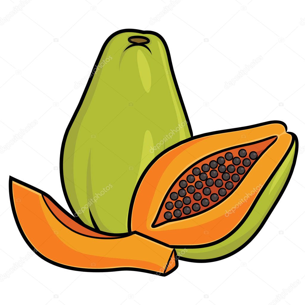 Dibujos: papaya dibujo | Dibujos animados lindo de la papaya — Vector