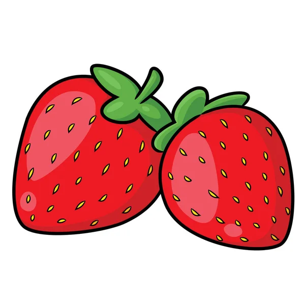 Kartun Strawberry Cute - Stok Vektor