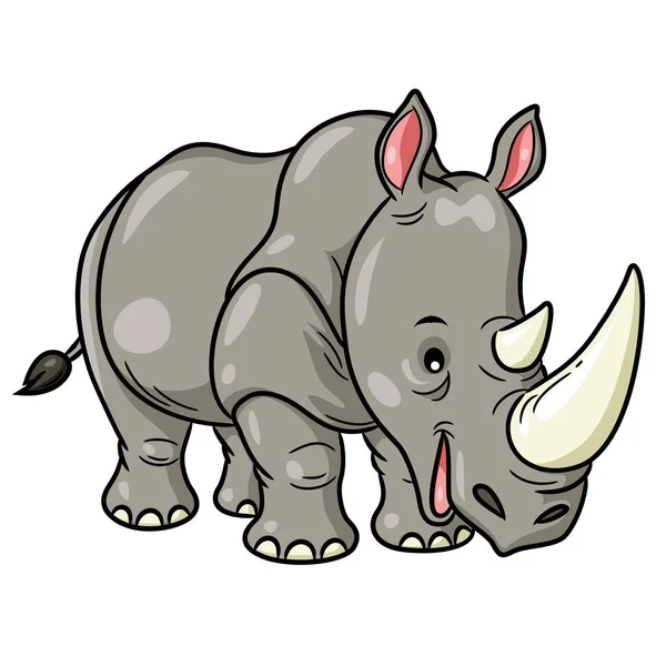 Illustration Söta Tecknade Rhino — Stock vektor