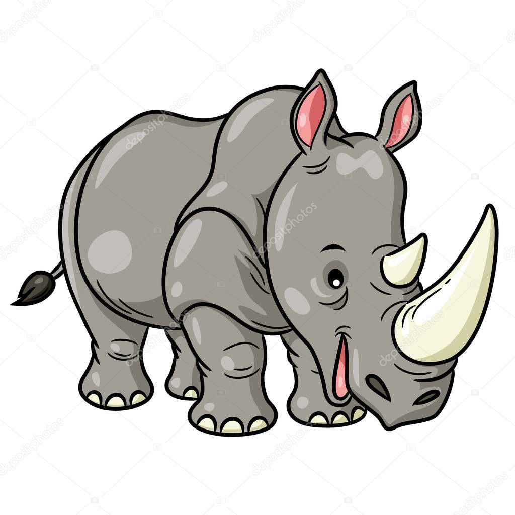 Ilustración De Lindo Rinoceronte De Dibujos Animados 2023
