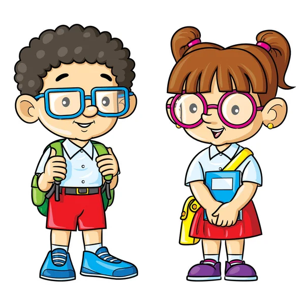 Illustration Cartoon Geek Funny Couple — ストックベクタ