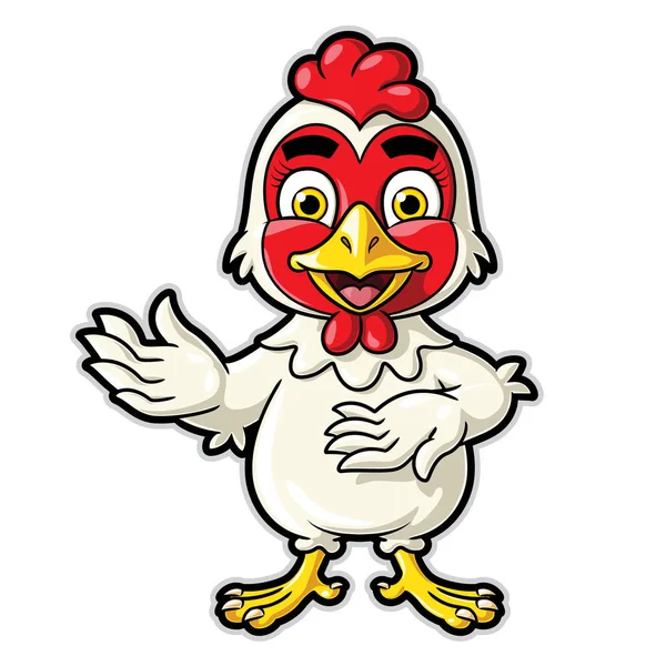 Ilustrasi Dari Ayam Kartun Yang Lucu Melambaikan - Stok Vektor