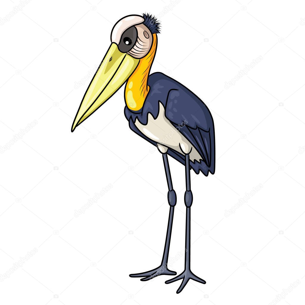 Illustration of cute cartoon Tongtong stork the bald heron.