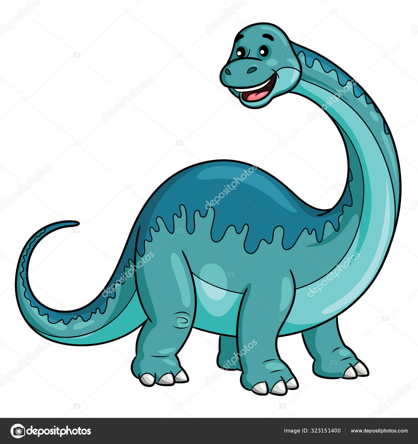 Dinosaurio azul con cuello largo imágenes de stock de arte vectorial |  Depositphotos