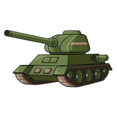 Sevimli çizgi film savaş tankı tasviri.